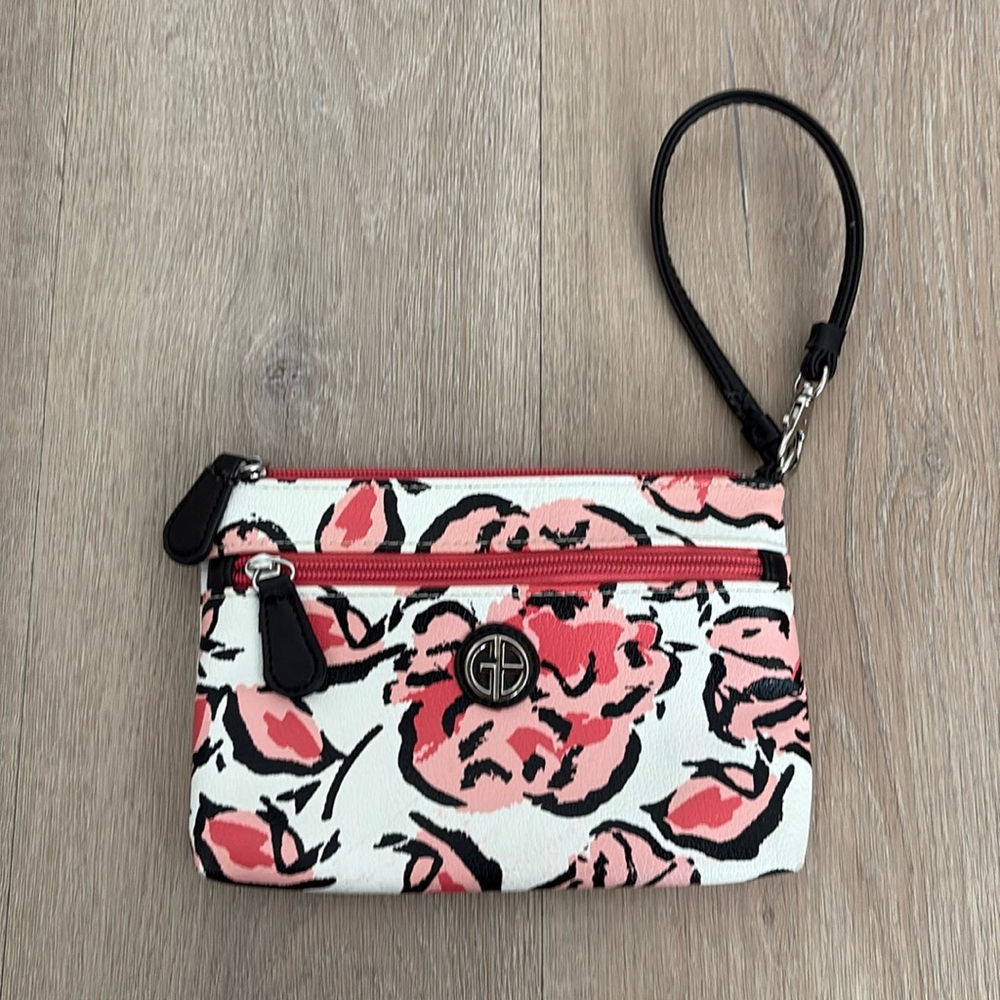 Giani Bernini Womens Wristlet Small Pink White Red Floral Print Spring